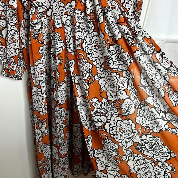 Nina Parker Orange Floral Maxi Dress Cover Up Resortwear Vacation Plus Size 4X - Picture 7 of 11